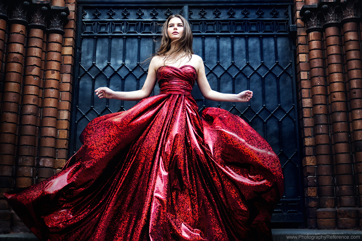 High fashion photography red dress