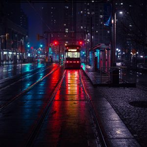 Creative long exposure city-street at night